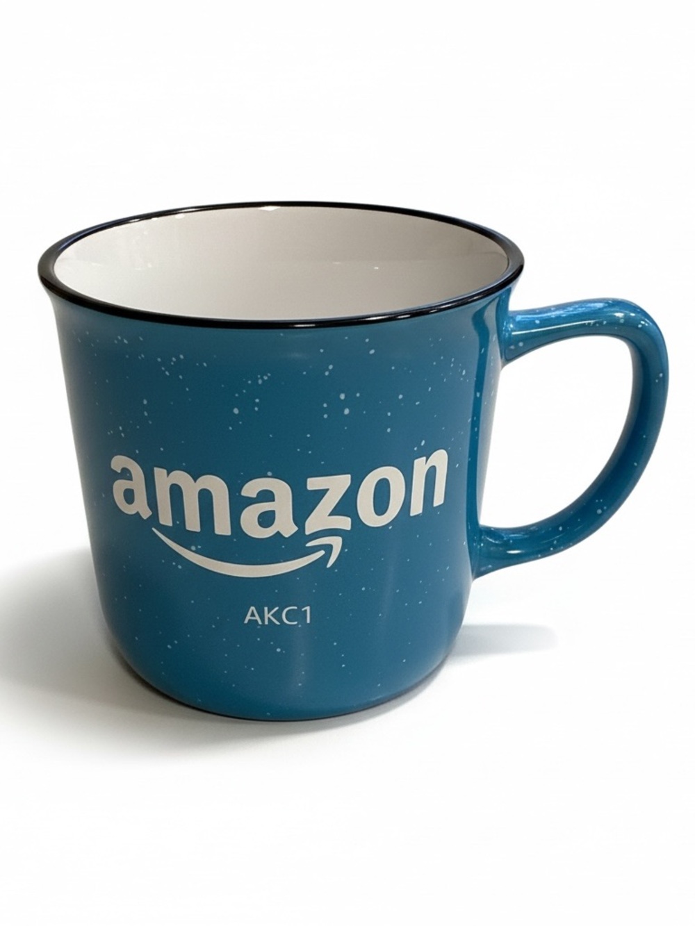 FINAL MARKDOWN Amazon Blue Speckled Mug with White Interior AKC1 employee swag
